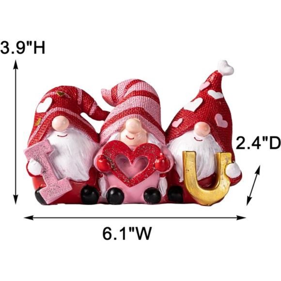 I Love U Valentine Gnome Figurine Valentines Day Décor for Home Gifts for Women - Picture 5 of 6